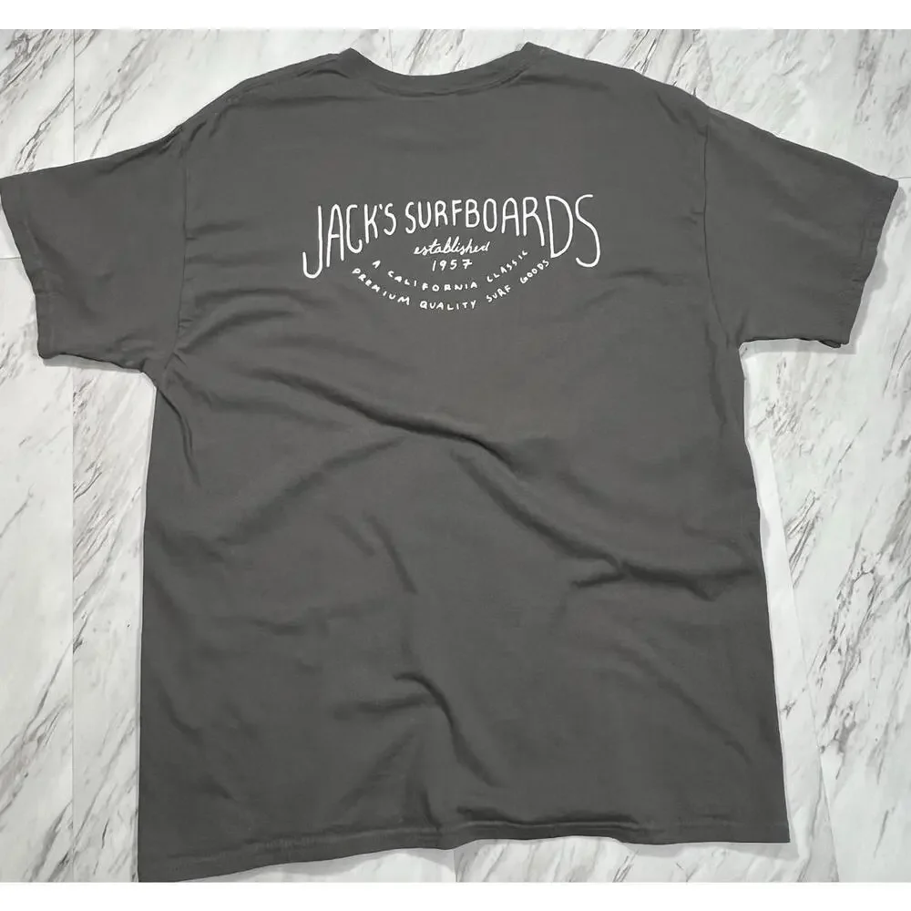 Jack’s Surfboards Gray Logo Tee Shirt Size L California Surf Classic #9 - Picture 1 of 5